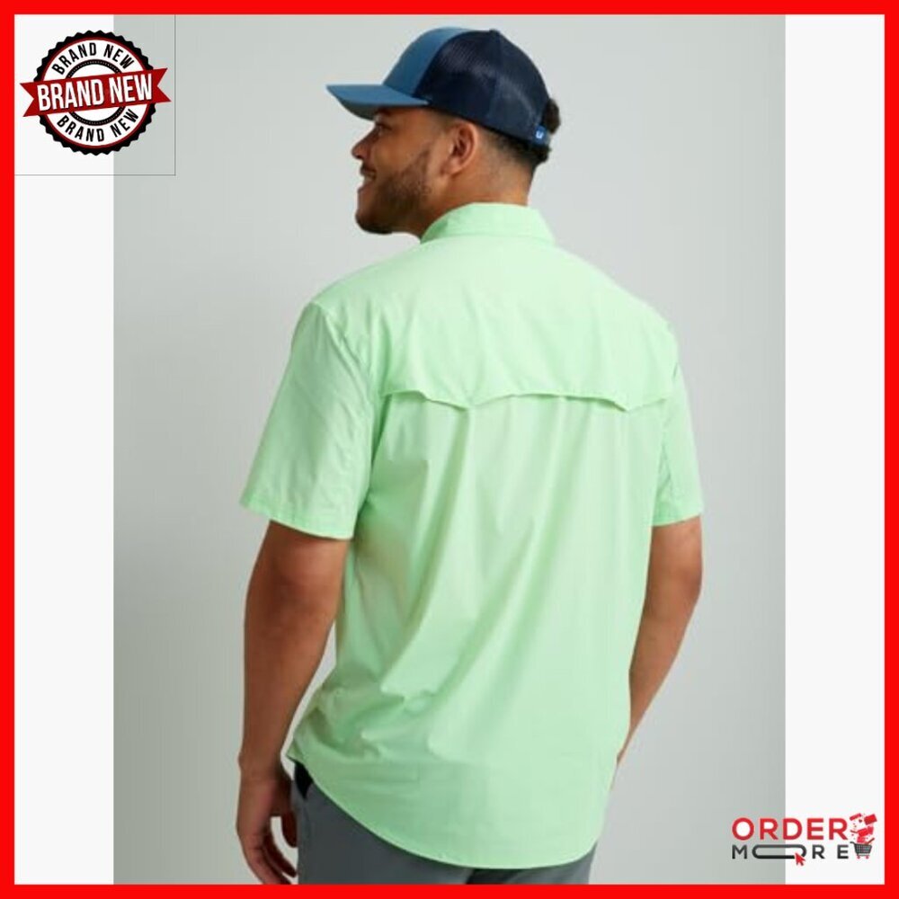 Men's UPF 50+ Fishing Shirt, Stretch Nylon Button Down, Regular Fit - Picture 2 of 5
